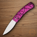 Piranha Knives Auto X Folding Knife 3.25" 154CM Steel Blade Pink Camo Aluminum Handle.