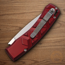 Piranha Knives Auto X Folding Knife 3.25" 154CM Steel Blade Red Aluminum Handle