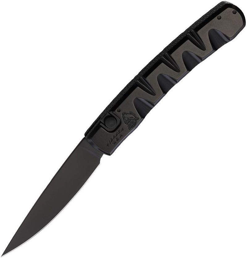 Piranha Knives Virus Tactical Folding Automatic Knife 3.25" Black DLC Coated CPM S30V Steel Blade Sculpted Aluminum Handle 15BKT -Piranha Knives - Survivor Hand Precision Knives & Outdoor Gear Store