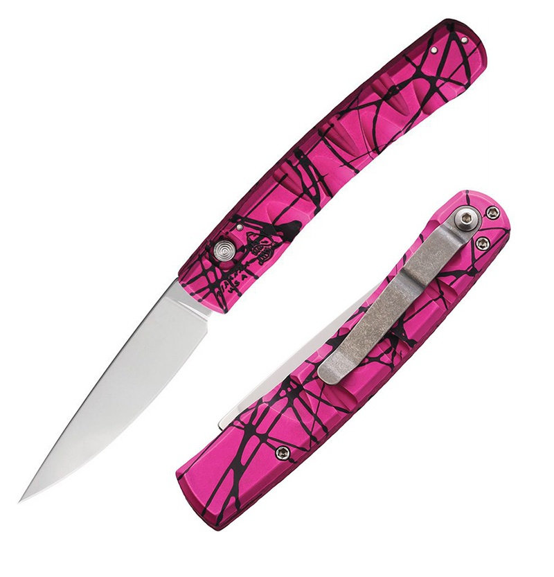 Piranha Knives Virus Folding Automatic Knife 3.25" CPM S30V Steel Blade Pink Camo Aluminum Handle 15PK -Piranha Knives - Survivor Hand Precision Knives & Outdoor Gear Store