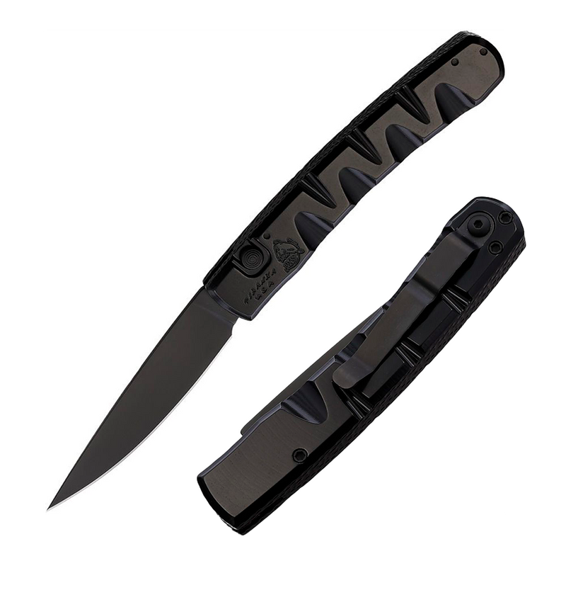 Piranha Knives Virus Tactical Folding Automatic Knife 3.25" Black DLC Coated CPM S30V Steel Blade Sculpted Aluminum Handle 15BKT -Piranha Knives - Survivor Hand Precision Knives & Outdoor Gear Store