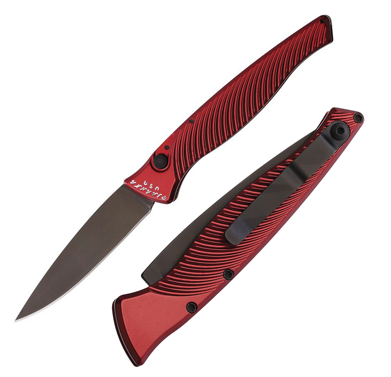 Piranha Knives DNA Tactical Folding Automatic Knife 3.25" CPM S30V Steel Blade Red Aluminum Handle 16RT -Piranha Knives - Survivor Hand Precision Knives & Outdoor Gear Store