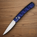 Piranha Knives Auto Virus Folding Knife 3.25" CPM S30V Steel Blade Blue Aluminum Handle.
