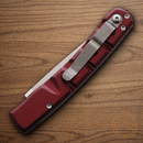 Piranha Knives Auto Folding Knife 3.25" 154CM Steel Blade Red Aluminum Handle.