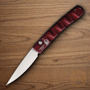 Piranha Knives Auto Folding Knife 3.25" 154CM Steel Blade Red Aluminum Handle.