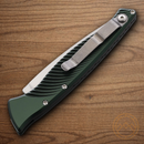 Piranha Knives Auto DNA Folding Knife 3.25" CPM S30V Steel Blade Green Aluminum Handle.