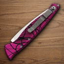 Piranha Knives Auto DNA Folding Knife 3.25" CPM S30V Steel Blade Black/Pink Aluminum Handle.