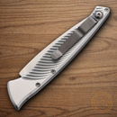 Piranha Knives Auto DNA Folding Knife 3.25" CPM S30V Steel Blade Silver Aluminum Handle.