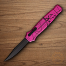 Piranha Knives Auto Rated-R Tactical Folding Knife 3.5" 154CM Steel Blade Pink Camo Aluminum Handle