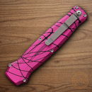 Piranha Knives  Auto Rated-R Folding Knife 3.5" 154CM Steel Blade Pink Camo Aluminum Handle