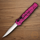 Piranha Knives  Auto Rated-R Folding Knife 3.5" 154CM Steel Blade Pink Camo Aluminum Handle
