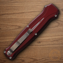 Piranha Knives Auto Rated-R Folding Knife 3.5" 154CM Steel Blade Burgundy Aluminum Handle.