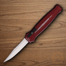 Piranha Knives Auto Rated-R Folding Knife 3.5" 154CM Steel Blade Burgundy Aluminum Handle.