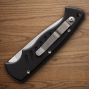 Piranha Knives Auto Folding Knife 3.25" 154CM Steel Blade Black Aluminum Handle.