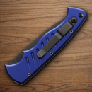 Piranha Knives Auto Folding Knife 3.25" 154CM Steel Blade Blue Aluminum Handle