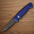 Piranha Knives Auto Folding Knife 3.25" 154CM Steel Blade Blue Aluminum Handle