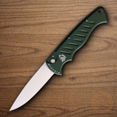 Piranha Knives Auto Folding Knife 3.25" 154CM Steel Blade Green Aluminum Handle