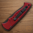 Piranha Knives Auto Tactical Folding Knife 3.25" 154CM Steel Blade Red Aluminum Handle.