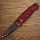 Piranha Knives Auto Tactical Folding Knife 3.25" 154CM Steel Blade Red Aluminum Handle.
