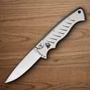 Piranha Knives Auto Folding Knife 3.25" 154CM Steel Blade Silver Aluminum Handle.