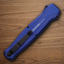 Piranha Knives Auto Rated-X Tactical Folding Knife 3.5" 154CM Steel Blade Blue Aluminum Handle.