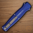 Piranha Knives Auto Rated-X Folding Knife 3.5" 154CM Steel Blade Blue Aluminum Handle.