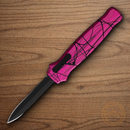 Piranha Knives Auto Rated-X Tactical Folding Knife 3.5" 154CM Steel Blade Pink Aluminum Handle