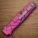 Piranha Knives Auto Rated-X Folding Knife 3.5" 154CM Steel Blade Pink Aluminum Handle