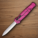Piranha Knives Auto Rated-X Folding Knife 3.5" 154CM Steel Blade Pink Aluminum Handle