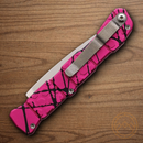 Piranha Knives Auto 21 Folding Knife 3.5" CPM S30V Steel Blade Pink Aluminum Handle