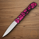 Piranha Knives Auto 21 Folding Knife 3.5" CPM S30V Steel Blade Pink Aluminum Handle