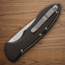 Piranha Knives Auto Fusion Folding Knife 3.5" CPM MagnaCut Steel Blade Black Aluminum Handle.