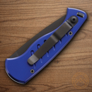 Piranha Knives Auto Fingerling Folding Knife 2.5" 154CM Steel Blade Blue Aluminum Handle