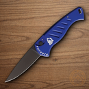 Piranha Knives Auto Fingerling Folding Knife 2.5" 154CM Steel Blade Blue Aluminum Handle