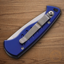 Piranha Knives Auto Fingerling Folding Knife 2.5" 154CM Steel Blade Blue Aluminum Handle