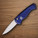 Piranha Knives Auto Fingerling Folding Knife 2.5" 154CM Steel Blade Blue Aluminum Handle