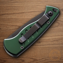 Piranha Knives Auto Fingerling Folding Knife 2.5" 154CM Steel Blade Green Aluminum Handle