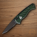 Piranha Knives Auto Fingerling Folding Knife 2.5" 154CM Steel Blade Green Aluminum Handle