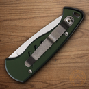 Piranha Knives Auto Fingerling Folding Knife 2.5" 154CM Steel Blade Green Aluminum Handle