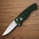 Piranha Knives Auto Fingerling Folding Knife 2.5" 154CM Steel Blade Green Aluminum Handle