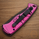 Piranha Knives Auto Fingerling Tactical Folding Knife 2.5" 154CM Steel Blade Black/Pink Aluminum Handle