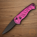 Piranha Knives Auto Fingerling Tactical Folding Knife 2.5" 154CM Steel Blade Black/Pink Aluminum Handle