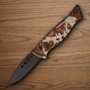 Piranha Knives Auto Amazon Tactical Folding Knife 3.25" 154CM Steel Blade Tan Camo Aluminum Handle