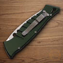 Piranha Knives Auto Amazon Folding Knife 3.25" 154CM Steel Blade Green Aluminum Handle