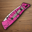 Piranha Knives Auto Amazon Folding Knife 3.25" 154CM Steel Blade Pink Camo Aluminum Handle