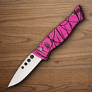 Piranha Knives Auto Amazon Folding Knife 3.25" 154CM Steel Blade Pink Camo Aluminum Handle
