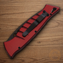 Piranha Knives Auto Amazon Tactical Folding Knife 3.25" 154CM Steel Blade Red Aluminum Handle