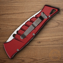 Piranha Knives Auto Amazon Folding Knife 3.25" 154CM Steel Blade Red Aluminum Handle