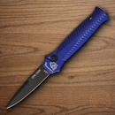 Piranha Knives Auto Miniguard Tactical Folding Knife 2.75" CPM S30V Steel Blade Blue Aluminum Handle.