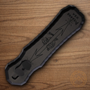 Piranha Knives Auto Excalibur Tactical Folding Knife 3.25" 154CM Steel Blade Black Aluminum Handle.